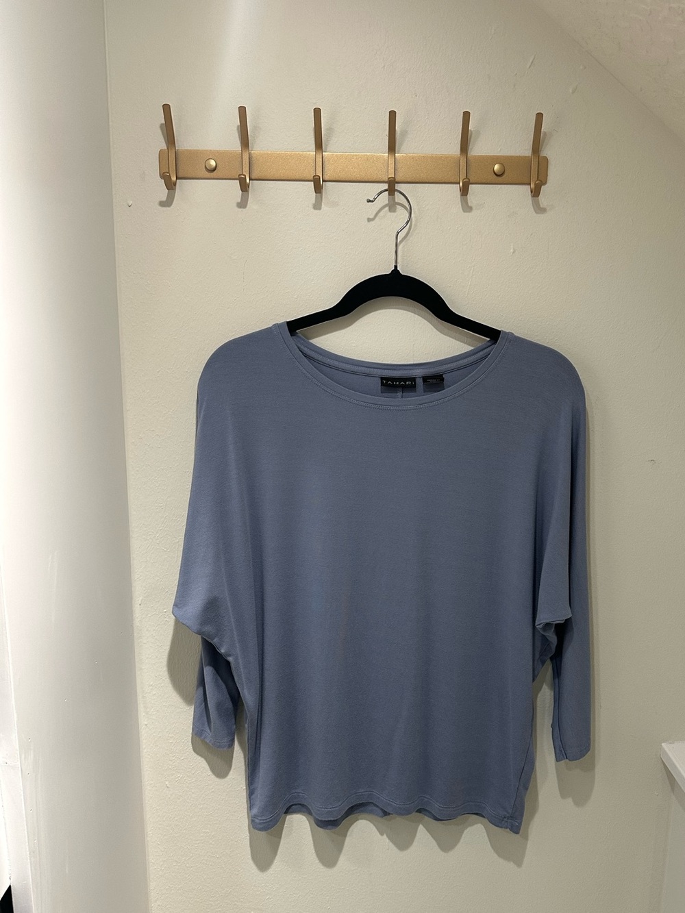 Tahari Dusty Blue Dolman Sleeve Top - Size Large